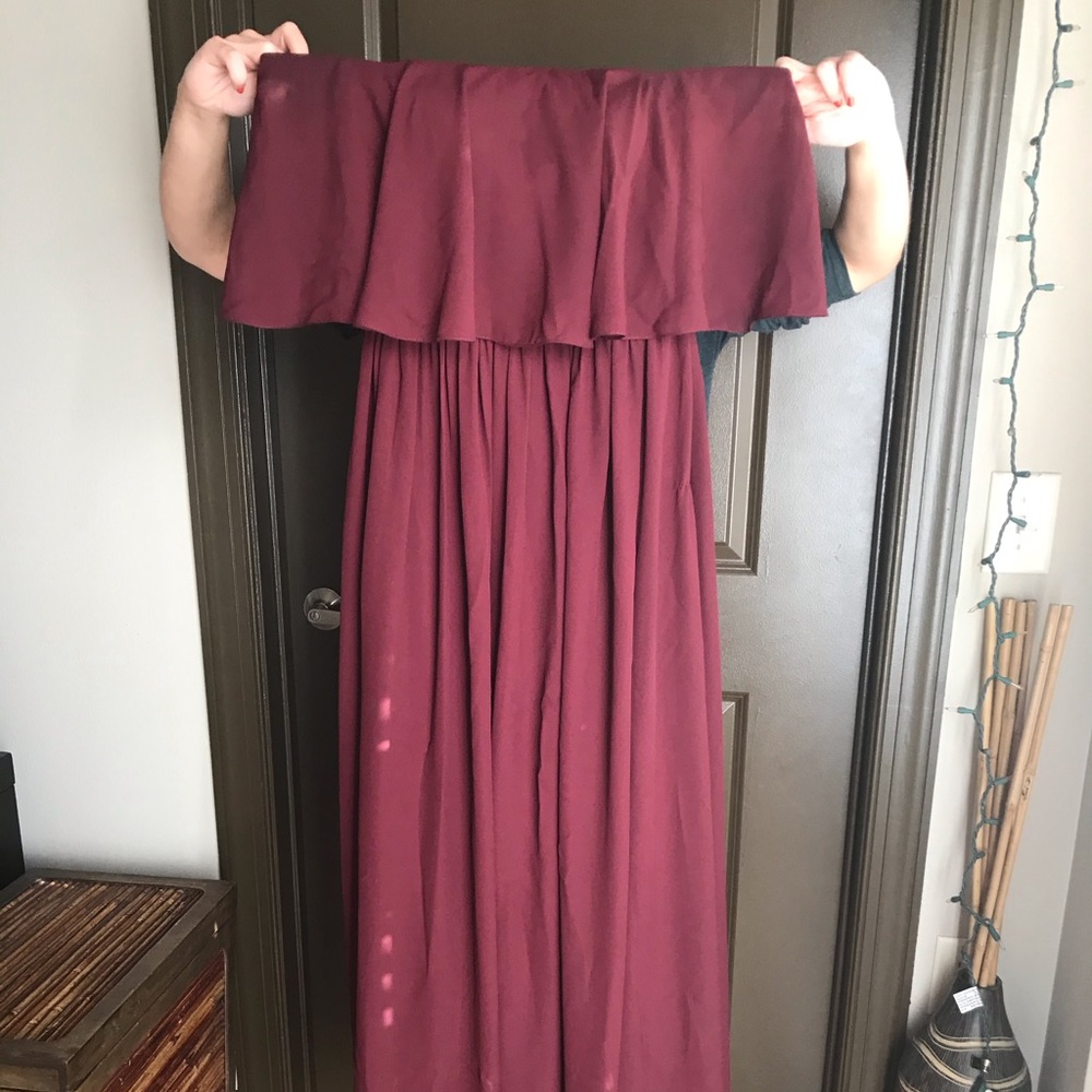 Tulle and Chantilly Burgundy Bridesmaid Dress